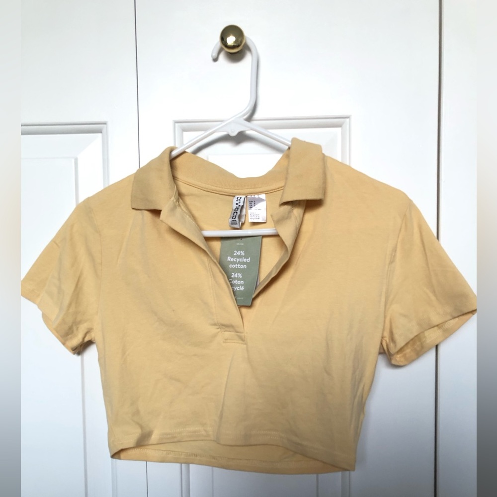 Yellow Cropped Polo Shirt